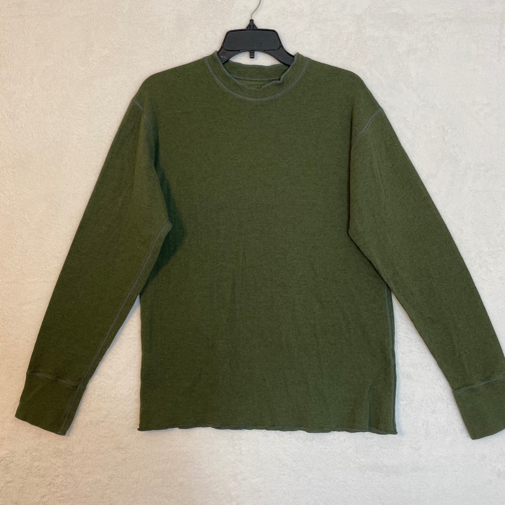 LL Bean Traditional Fit Mens Long Sleeve Thermal Top Green M Reg Layering